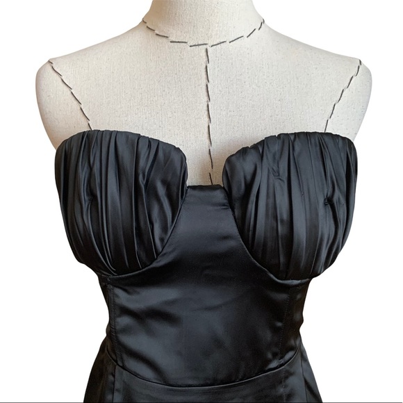 Closetcleanout! Naked Wardrobe The Statement Bustier Strapless Black Satin Dress - Picture 2 of 9